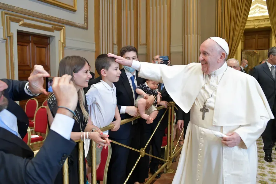 Pope Francis meets with deacons and their families at the Vatican on June 19, 2021. Vatican Media/CNA